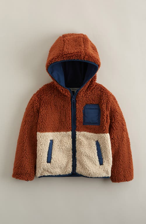 Tucker + Tate Kids' High Pile Fleece Hooded Jacket In Brown