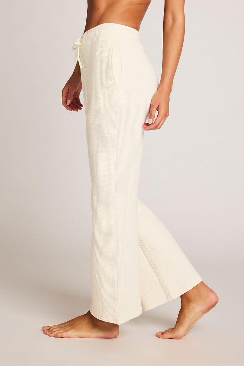 Waffle Knit Cropped Track Pant, Alternate, color, Cream