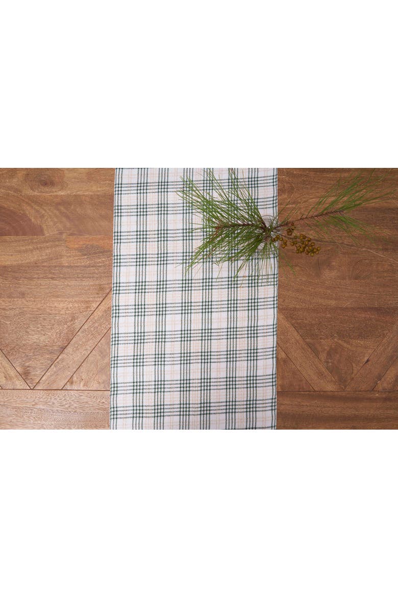 Sage & Gold Plaid 100% Cotton Christmas Table Runner 13" x 72", Alternate, color, Green