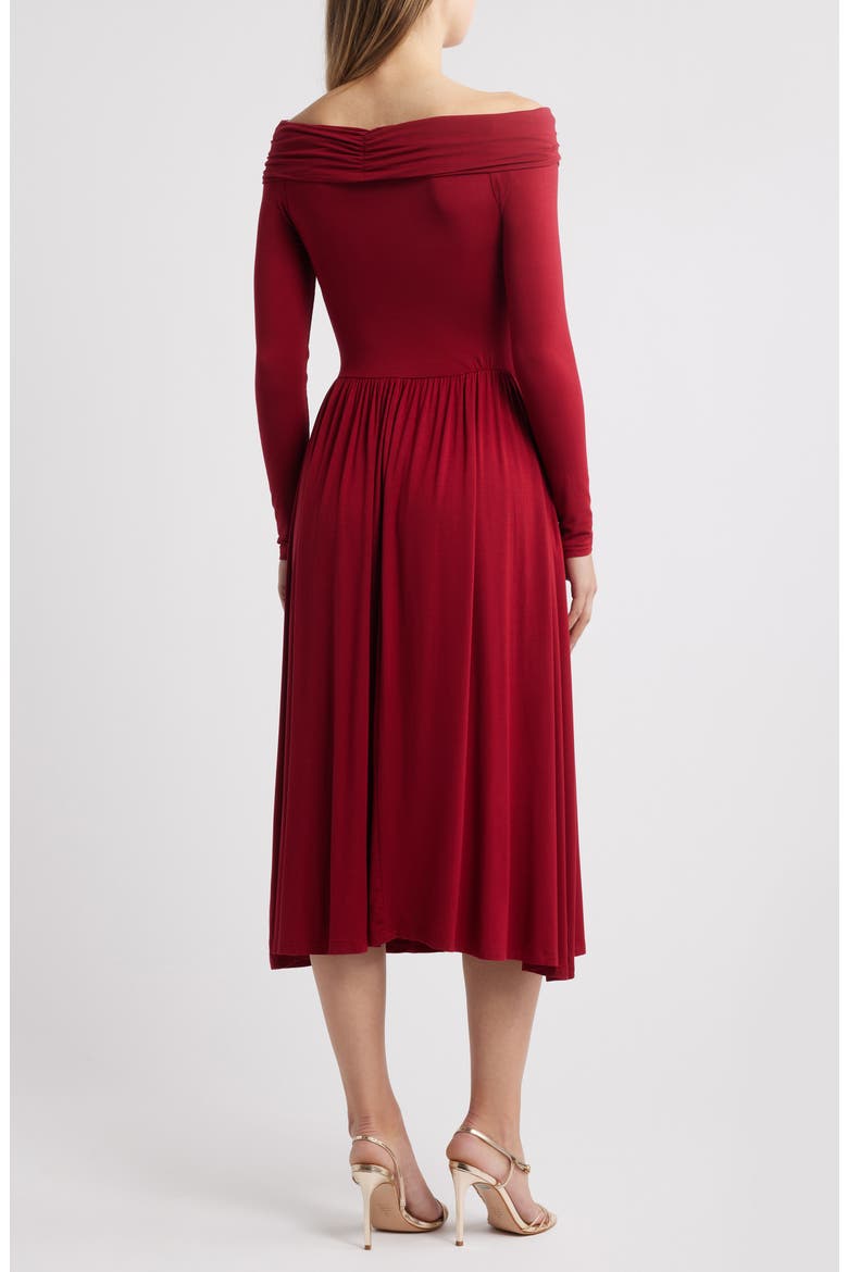 Olia Off the Shoulder Long Sleeve Dress, Alternate, color, WINE