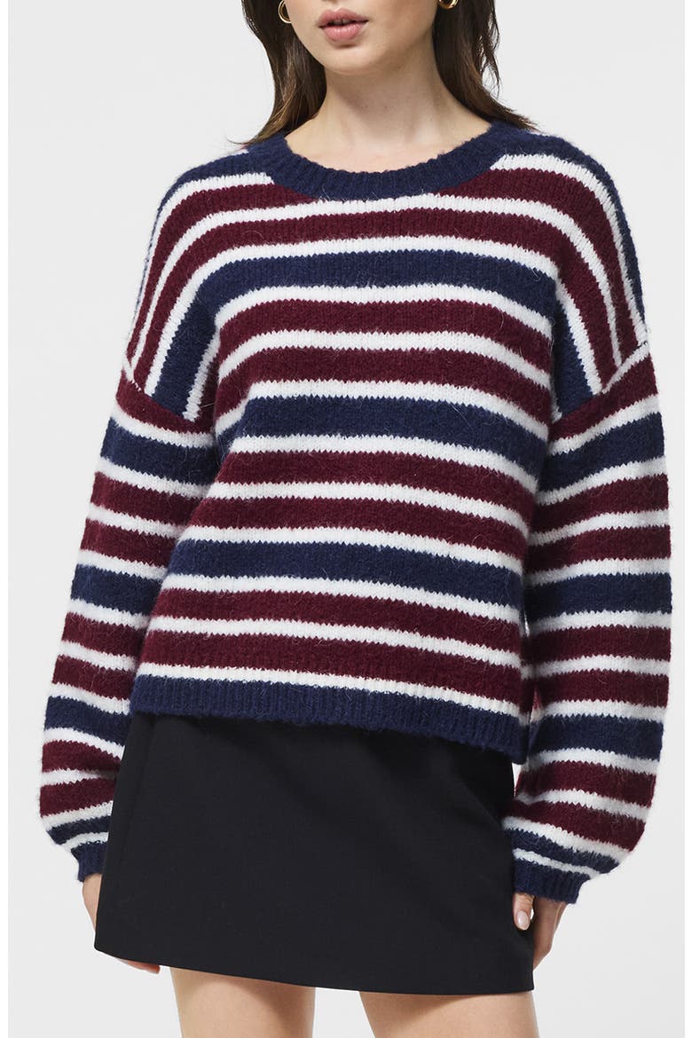 Stripe Crewneck Sweater, Main, color, CABERNET-ROYAL BLUE