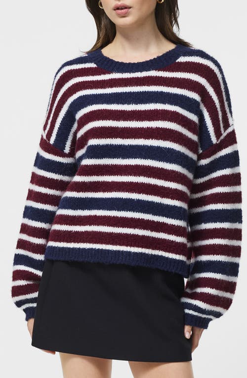 French Connection Stripe Crewneck Sweater In Black
