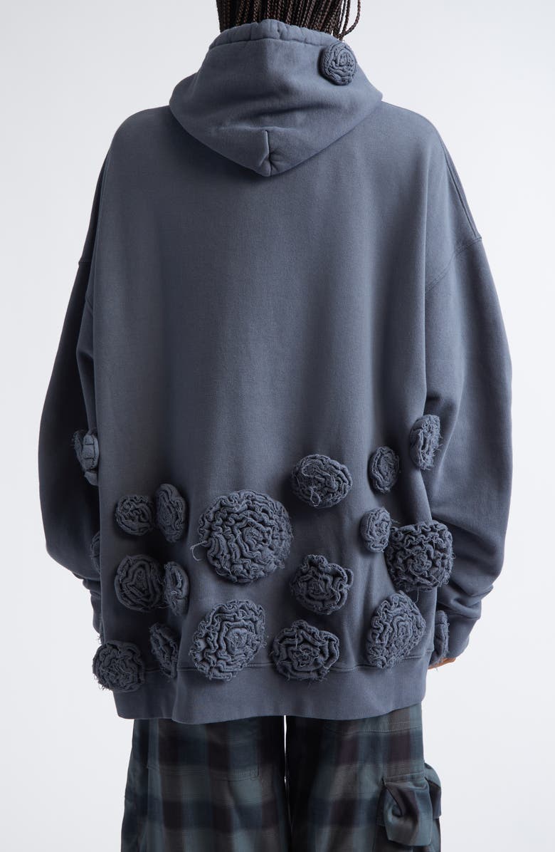 Collina Strada Soft Floral Appliqué Oversize Logo Graphic Hoodie, Alternate, color, Charcoal