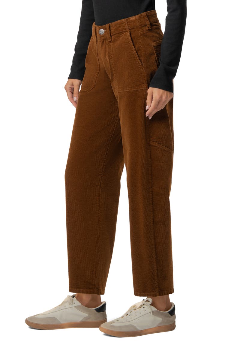 Ashley High Waist Corduroy Barrel Leg Pants, Alternate, color, NUTMEG
