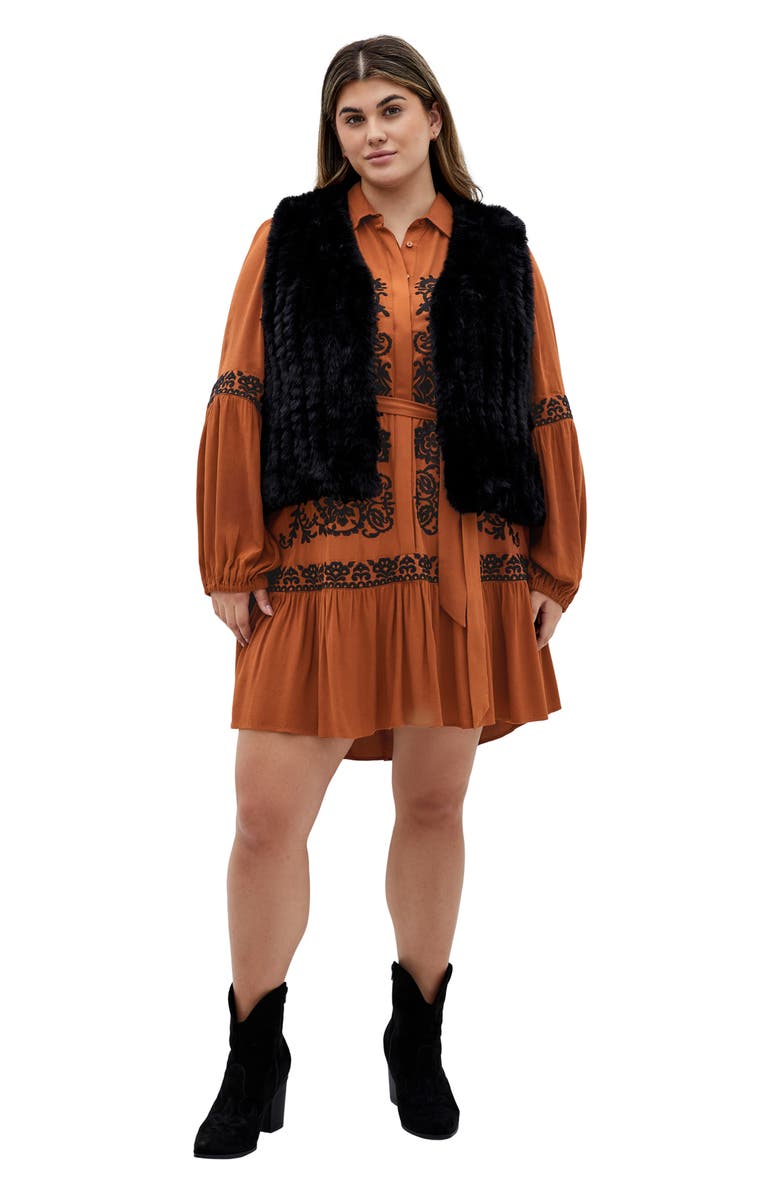 City Chic Eve Faux Fur Vest, Alternate, color, Black