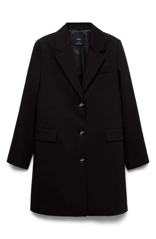 Shop Mango Cotton Blend Longline Blazer In Black