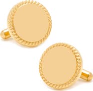 Cufflinks, Inc. Engravable Round Rope Border 14K Gold Plated Cuff Links