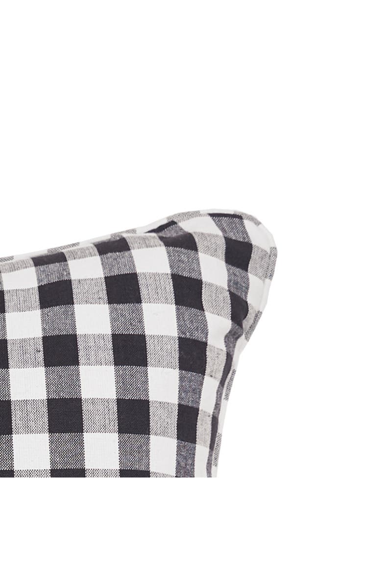 Ashford Gingham Check Cotton Decorative Throw Pillow, 18" x 18" With Insert, Alternate, color, Black