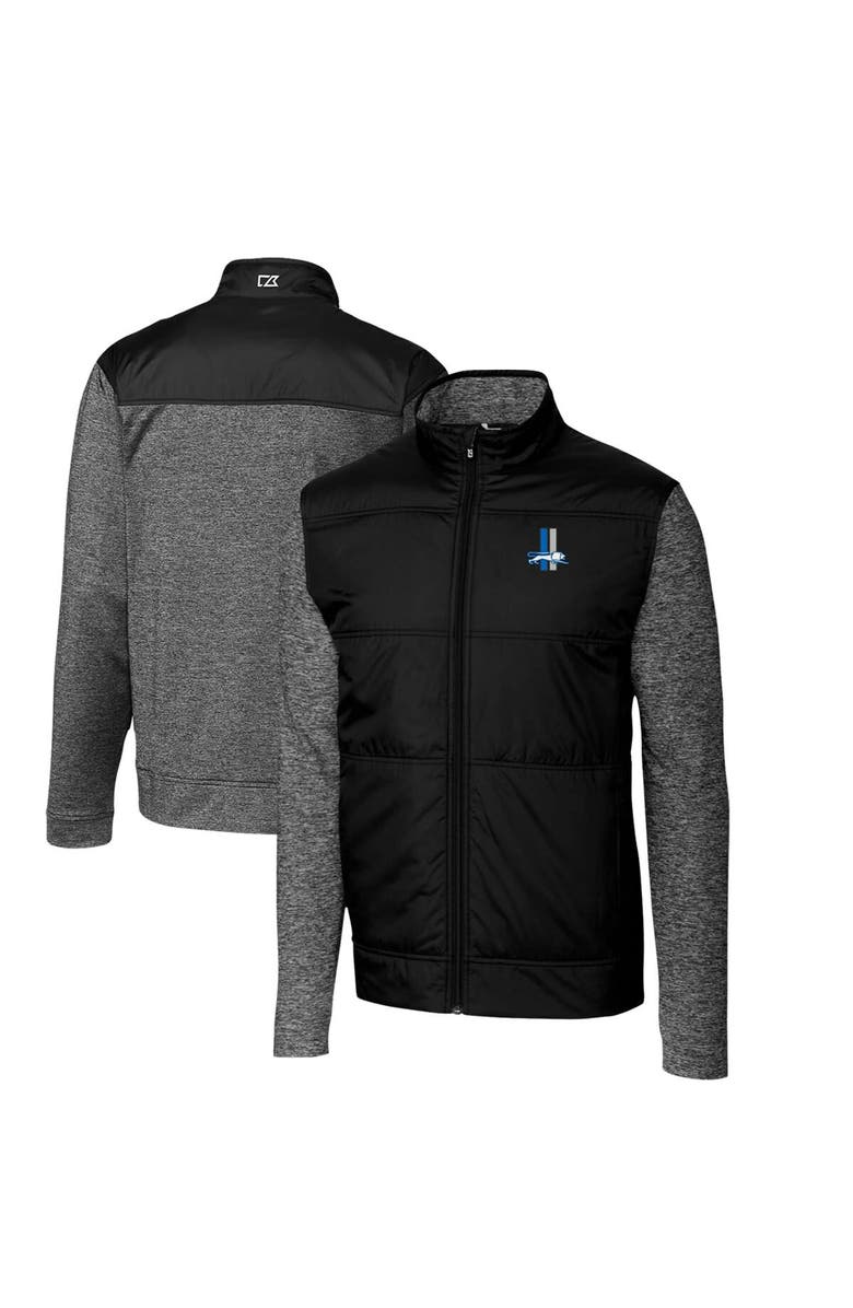 Cutter & Buck Men's Cutter & Buck Black Detroit Lions Throwback Logo Big & Tall Stealth Hybrid Quilted Full-Zip Windbreaker Jacket, Alternate, color, Black
