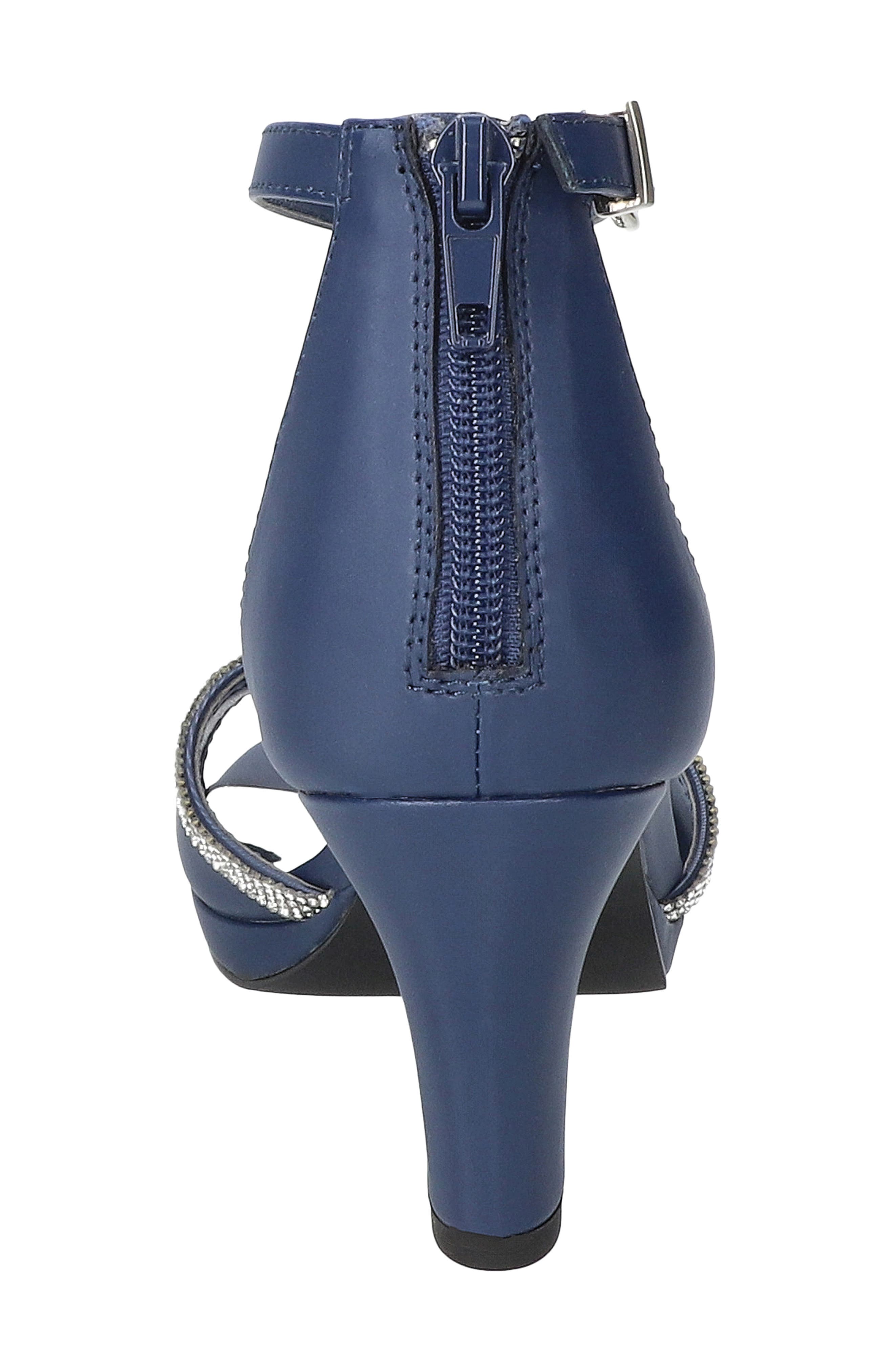 Davina Ankle Strap Sandal, Alternate, color, NAVY SATIN