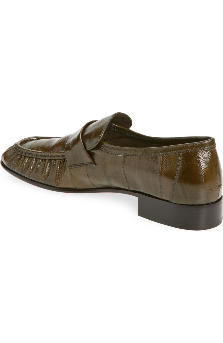 The Row Soft Eelskin Loafer, Alternate, color, Olive Oli