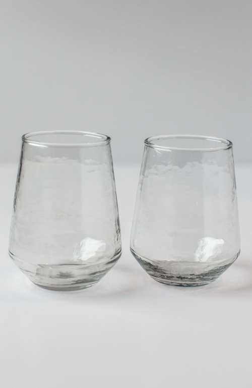 Creative Women Handblown Hammered Glass Water Tumbler - Set of 4 in Clear 