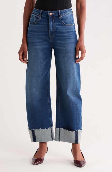 Cuff Barrel Wide Leg Jeans