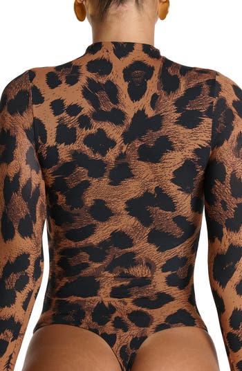 Leopard Print Long Sleeve Body-Con Minidress