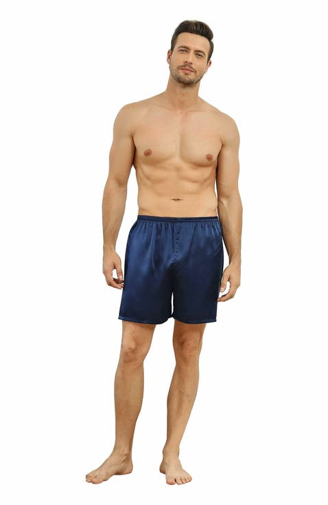 Pure Silk Solid Color Mens Lounge Shorts