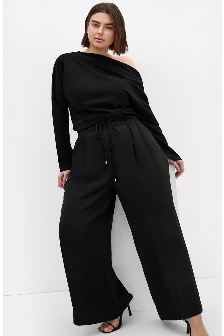 Shania Tie Waist Wide Leg Pants, Alternate, color, BLACK