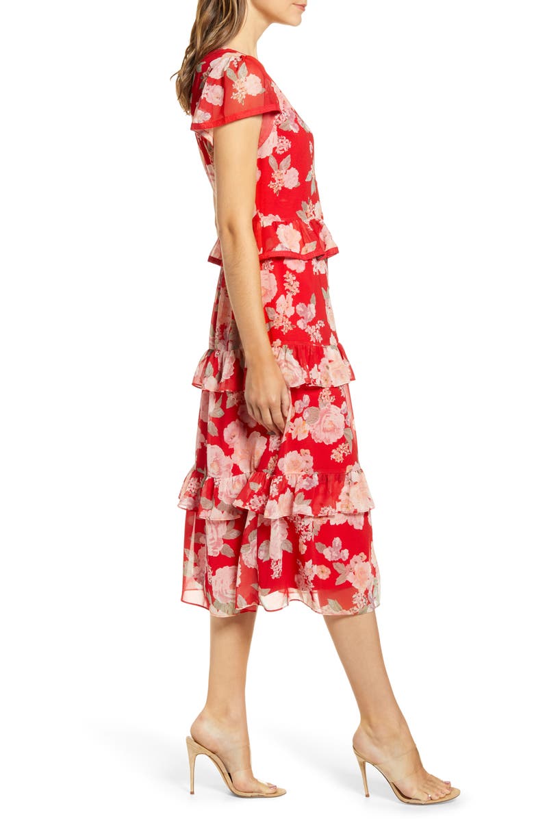 Rachel Parcell Floral Ruffle Shirtdress, Alternate, color, 