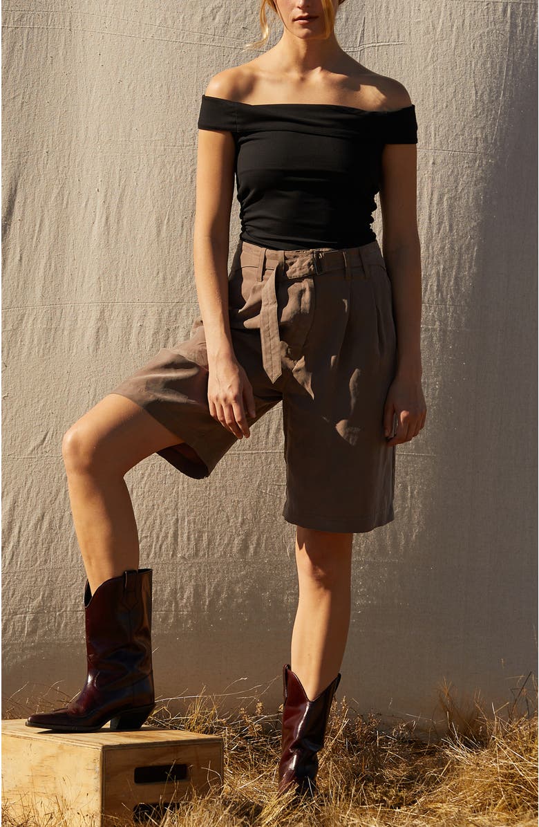 CRESCENT Off Shoulder Knit Top, Alternate, color, Black