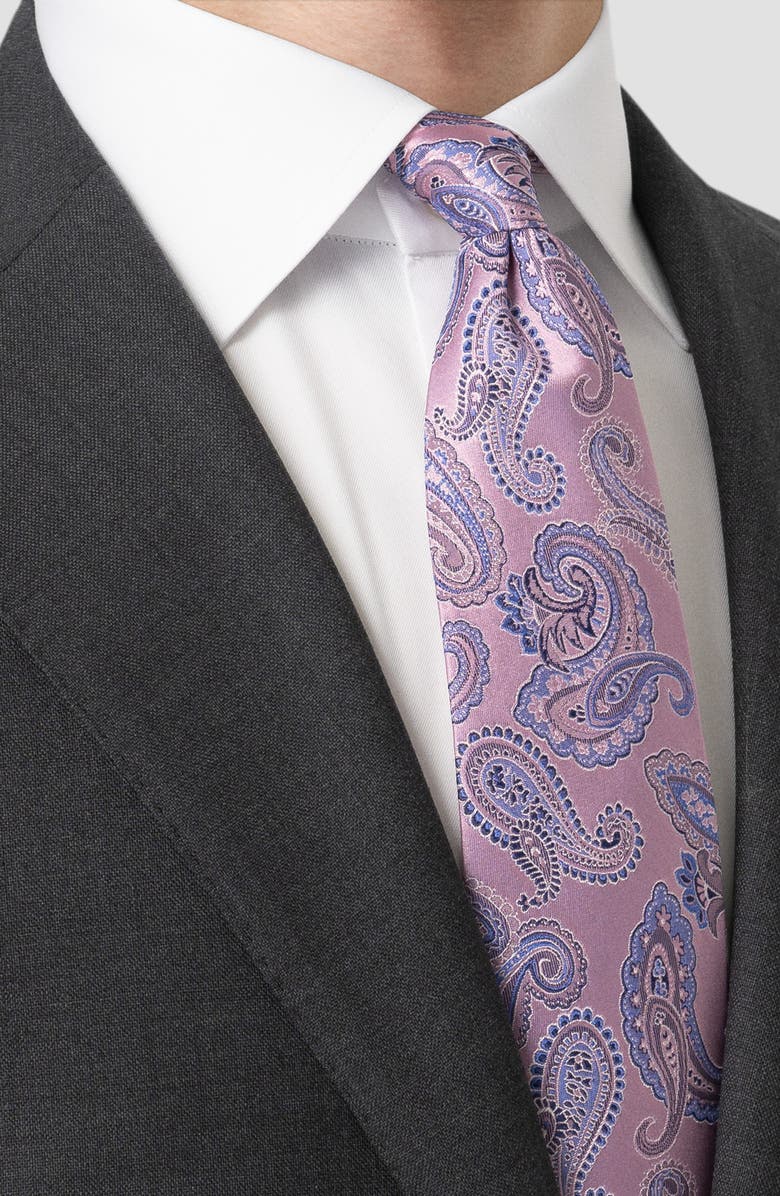 Eton Paisley Jacquard Silk Tie, Alternate, color, Medium Pink