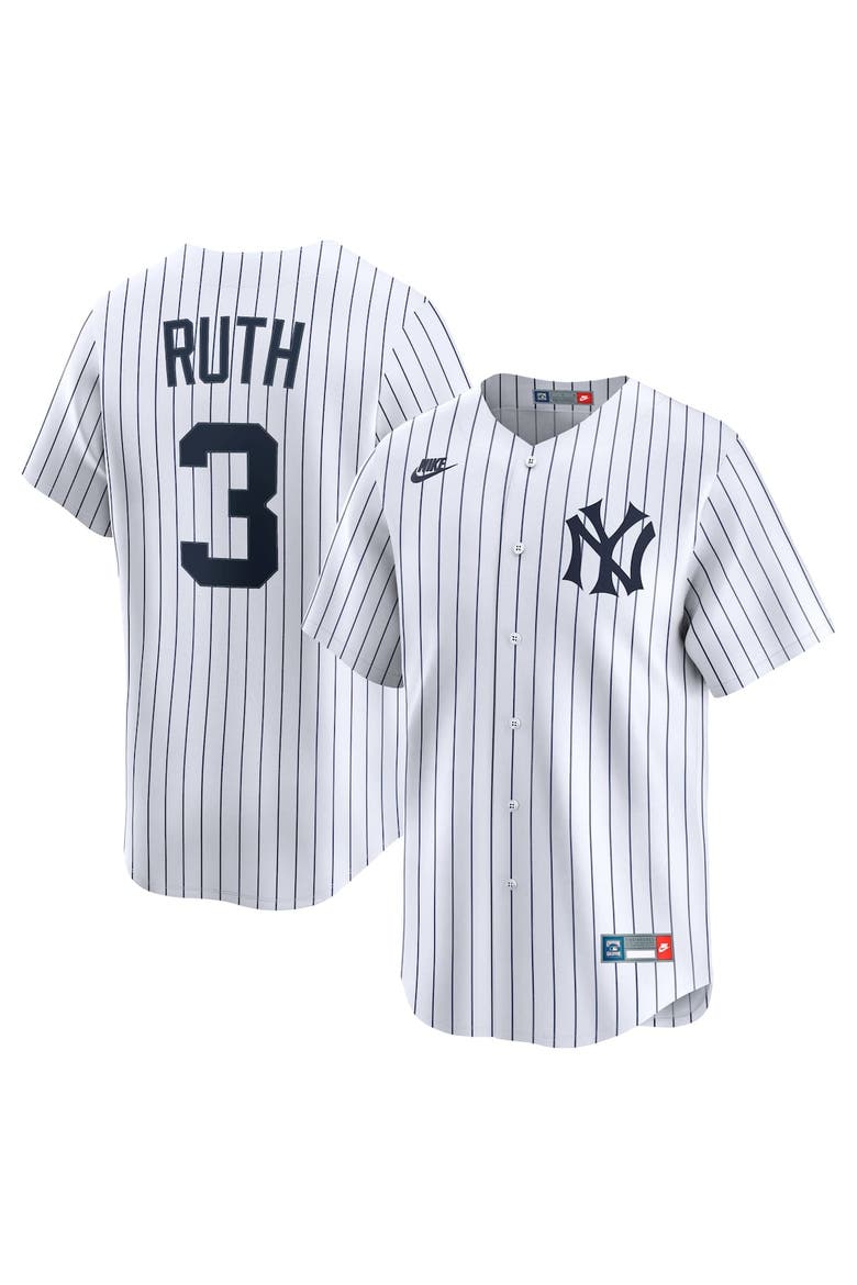 Men's Nike Babe Ruth White New York Yankees Throwback Cooperstown Collection Limited Jersey, Main, color, White