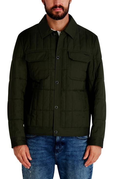 Quilted Herringbone Shirt Jacket