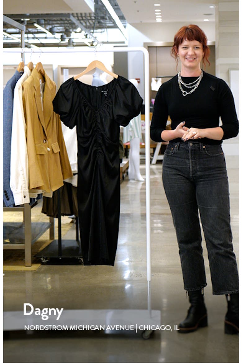 Ruched Puff Sleeve Sheath Dress video
