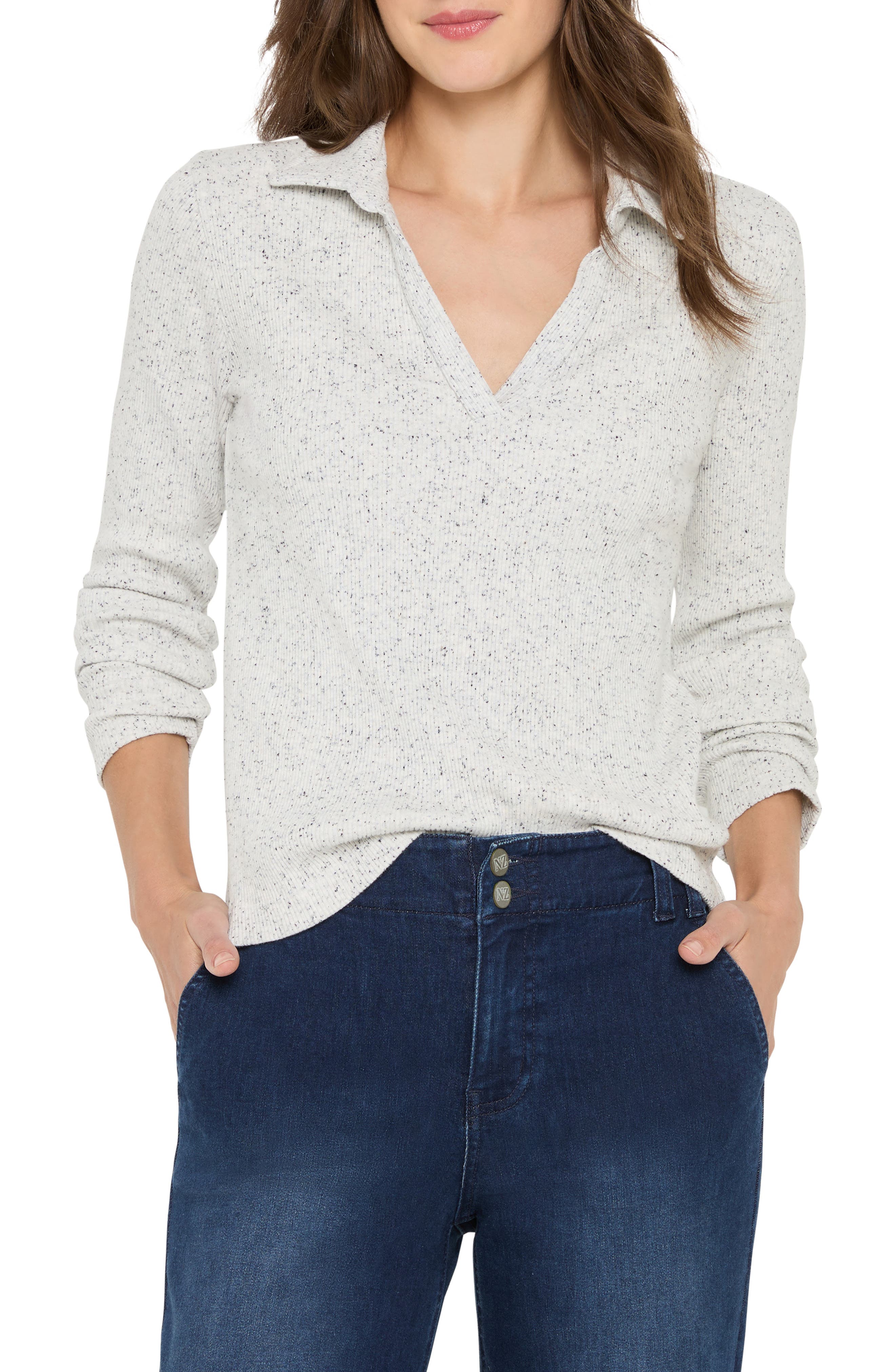 NZT by NIC+ZOE Long Sleeve Rib Polo