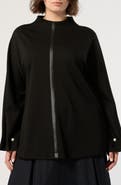 Marina Rinaldi Faux Leather Trim Sweatshirt
