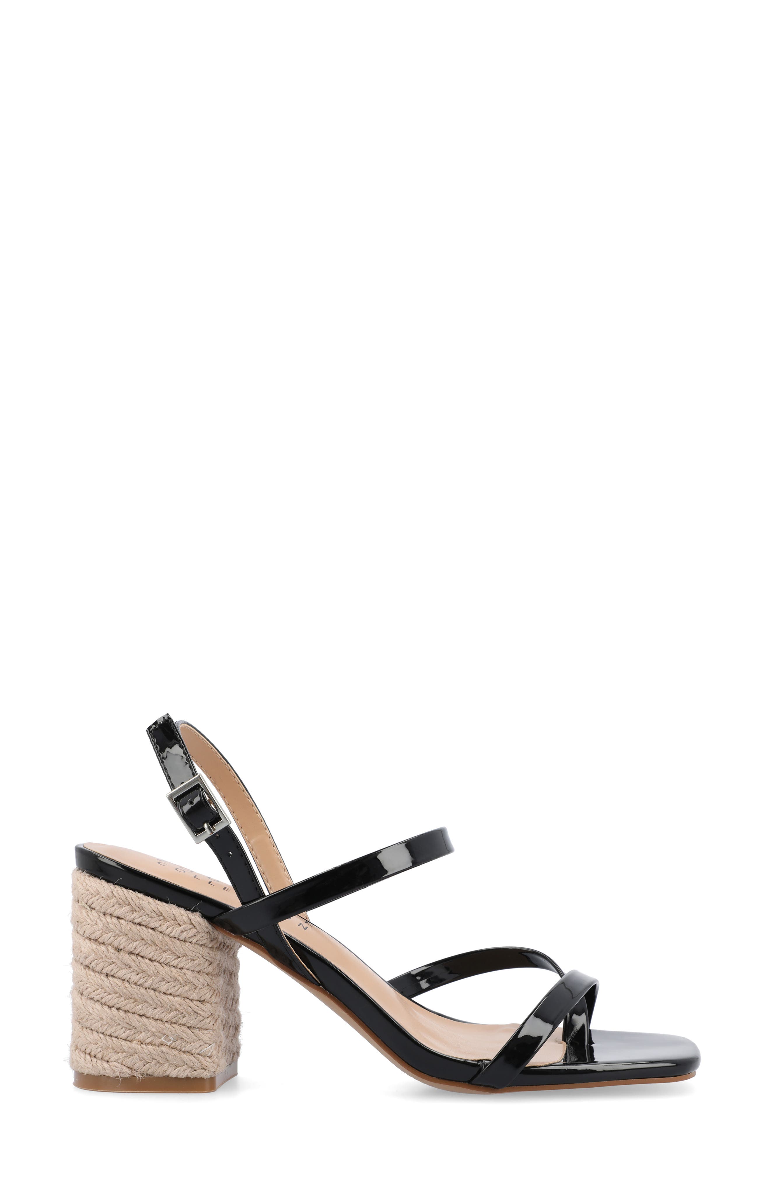 Journee Collection Olivina Jute Block Heel Slingback Sandal, Alternate, color, Black