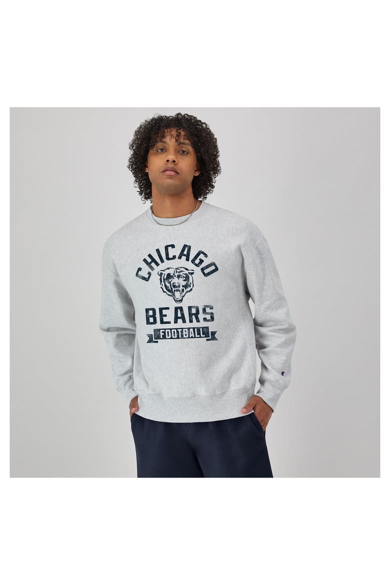 Men's Champion  Heather Gray Chicago Bears Reverse Weave Fleece Pullover Sweatshirt, Alternate, color, Heather Gray