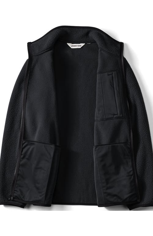 Lands' End Full Zip High Pile Fleece Jacket In Black