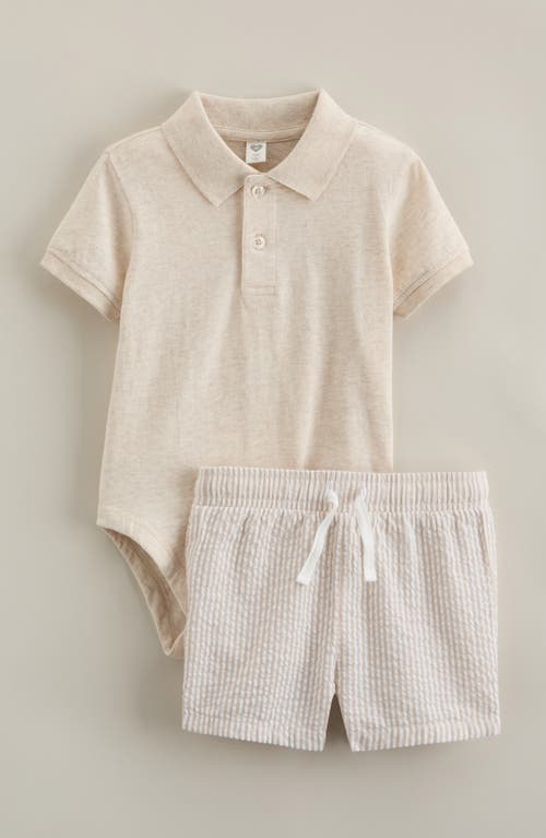 Nordstrom Babies'  Cotton Polo Bodysuit & Shorts Set In Multi