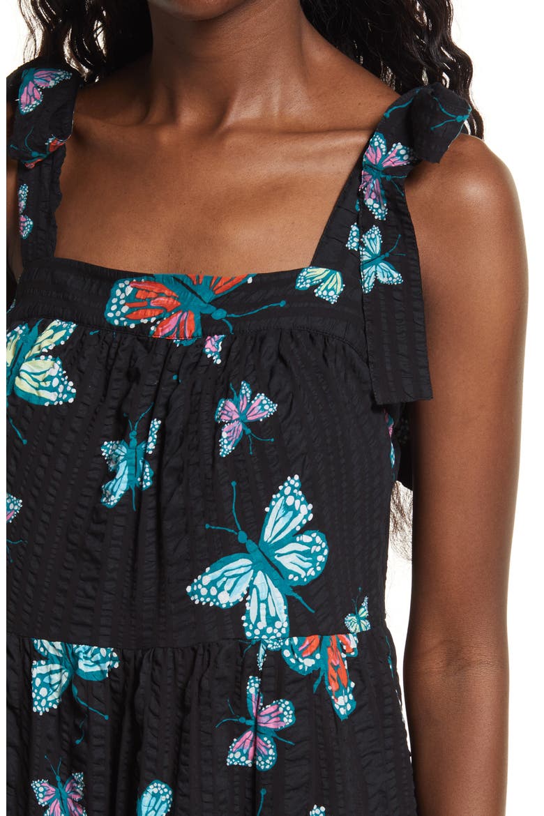 Cristina Martinez Print Tiered Sundress, Alternate, color, BLACK BUTTERFLY BEAUTY