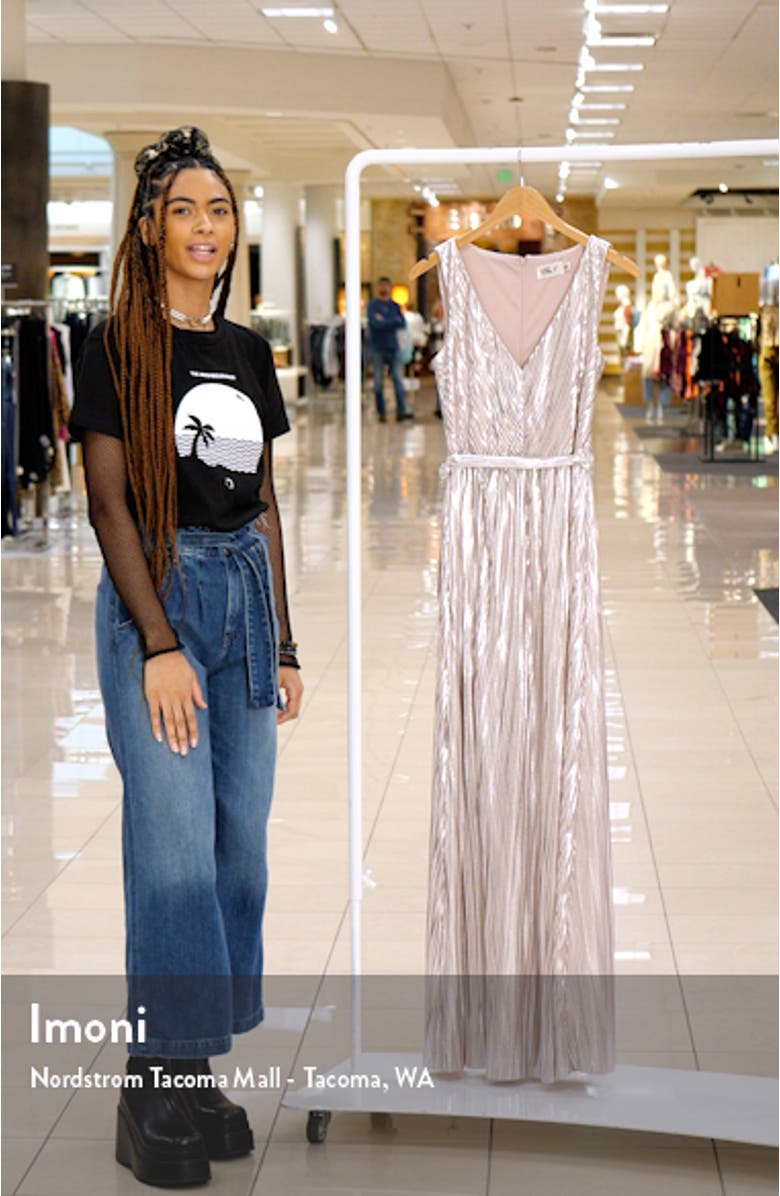 Metallic Stripe Sleeveless Gown, sales video thumbnail