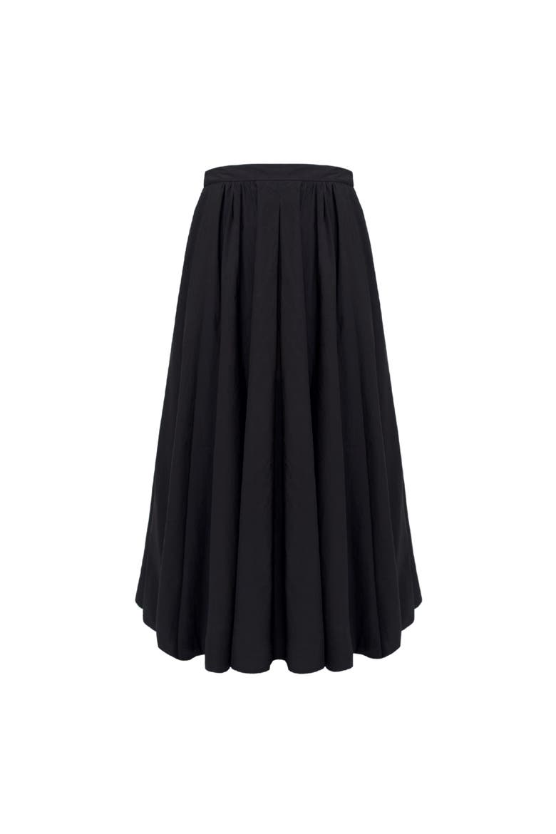 Pleated Poplin Skirt, Main, color, Black