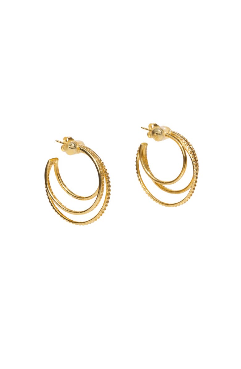 NATIVE GEM Triple Threat Hoop Earrings, Main, color, Gold