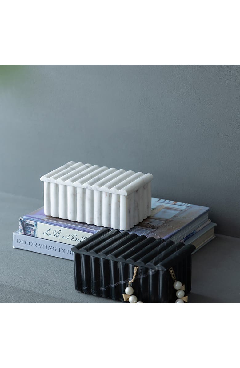 A & B Home White Marble Box, Alternate, color, White