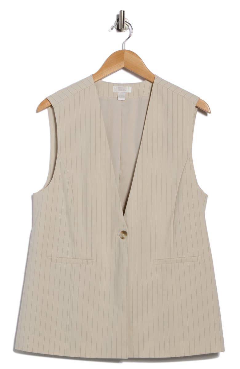 NORDSTROM RACK Pinstripe Vest, Alternate, color, Beige Scroll- Black Pinstripe