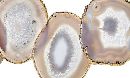 Anna New York Agate & Gold Coasters, Set Of 4 In Grey And Gold