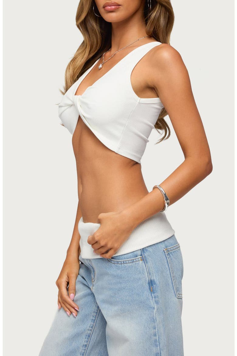 Lumi Rib Twist Front Crop Tank, Alternate, color, WHITE