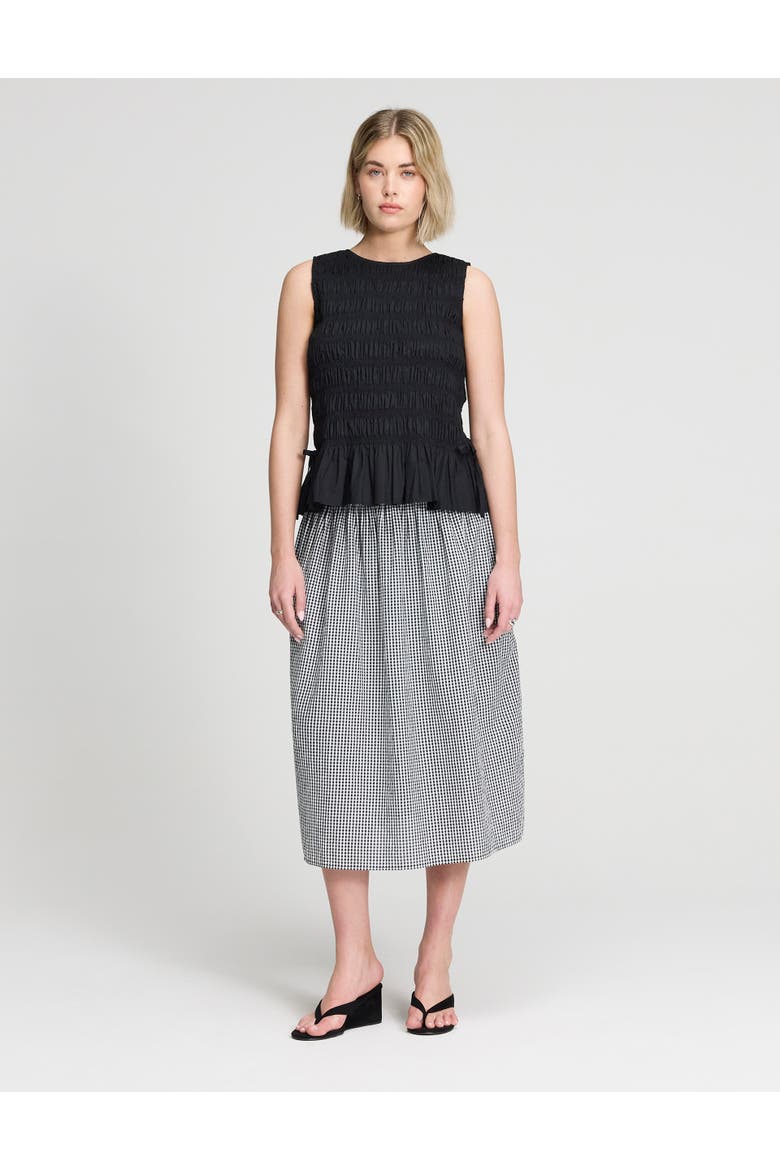 Malani Cotton Shirred Sleeveless Top, Alternate, color, Black