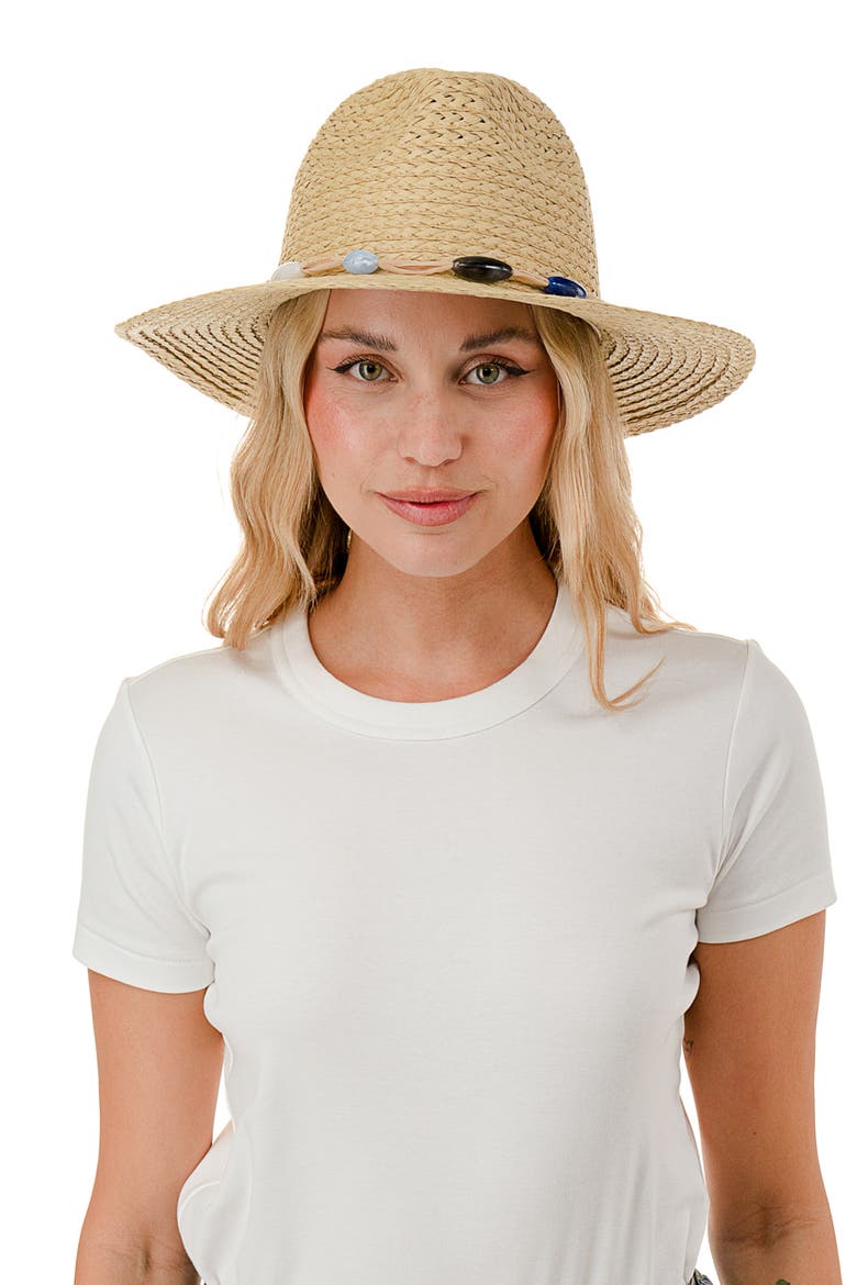 Beaded Trim Panama Hat, Alternate, color, NATURAL