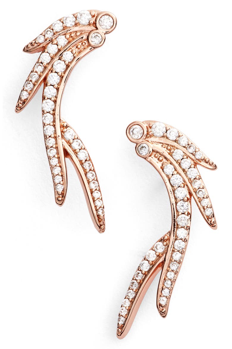 Daphne Earrings, Main, color, WHITE CZ/ ROSE GOLD
