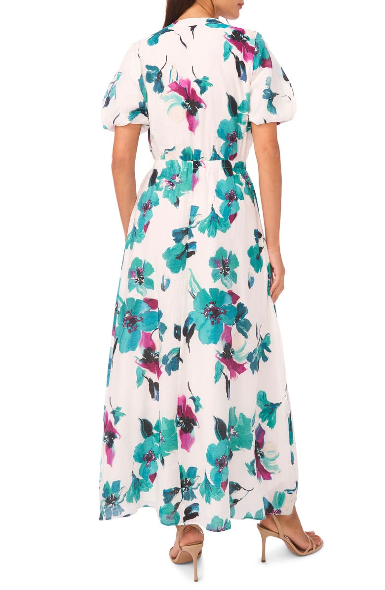 Vince Camuto Floral Print Puff Sleeve Maxi Dress, Alternate, color, Jungle