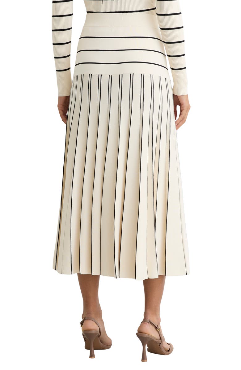Reiss Alice Pleate Midi Skirt, Alternate, color, Ivory/ Black
