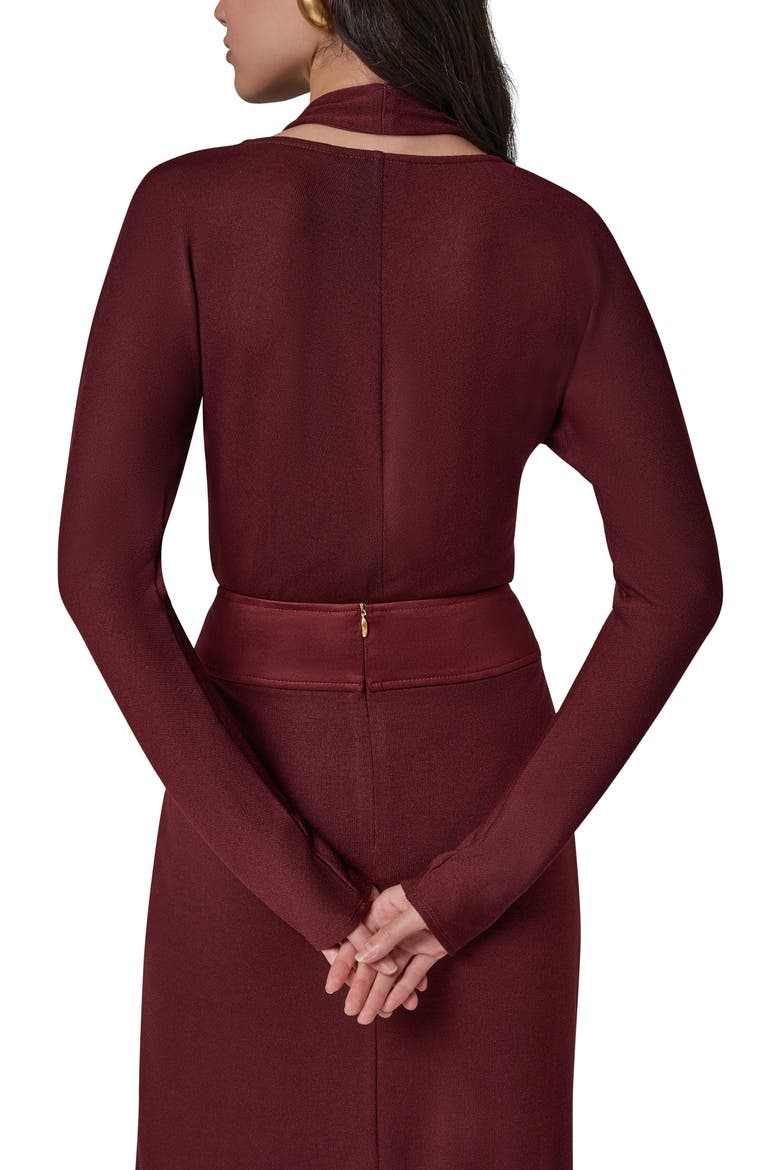 Long Sleeve Wrap Bodysuit, Alternate, color, BLK CHERRY