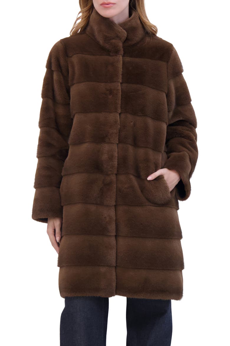 Fur-Free Mink (Faux Fur) Reversible Short Coat, Main, color, BROWN/BLACK