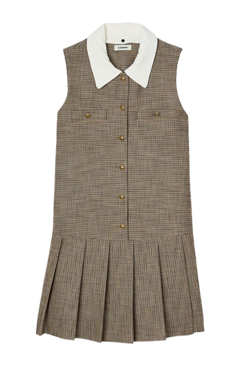 SANDRO Short micro houndstooth dress, Alternate, color, 
