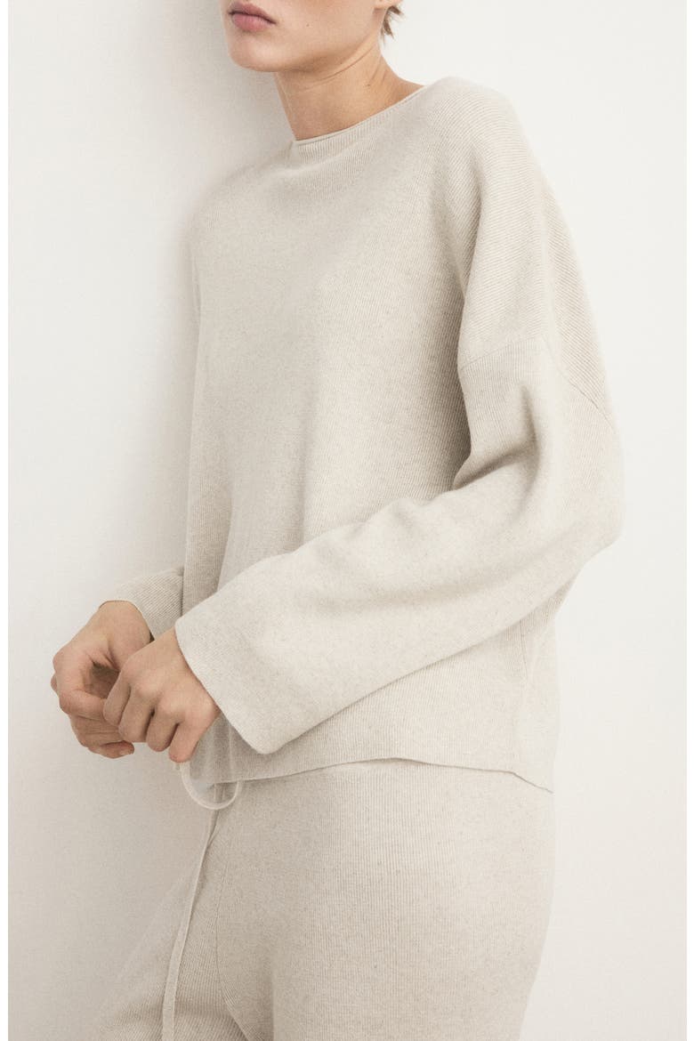 Fluid Cotton & Linen Blend Lounge Sweatshirt, Main, color, BEIGE