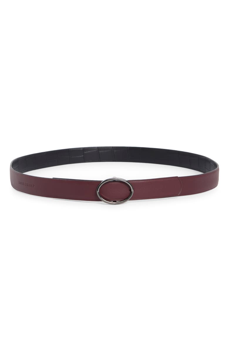 Longchamp Reversible Leather Belt, Main, color, Brandy/ Black
